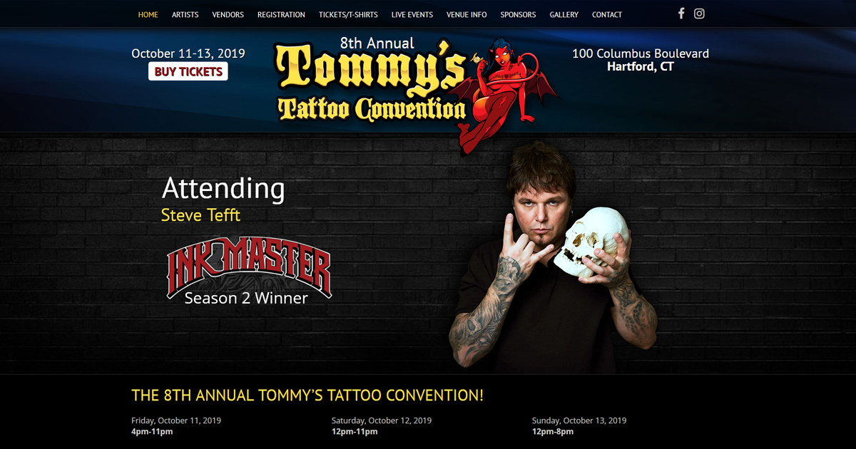 Tommys Tattoo Convention  Justin Coppolino from the TV Show Tattoos After  Dark will be tattooing at this years Tommys Tattoo Convention Oct 1921 at  the Hartford CT Convention Center For artist